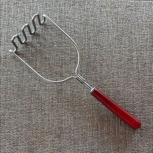 Vintage Red Bakelite Handle Ekco Eterna Stainless Potato Masher USA